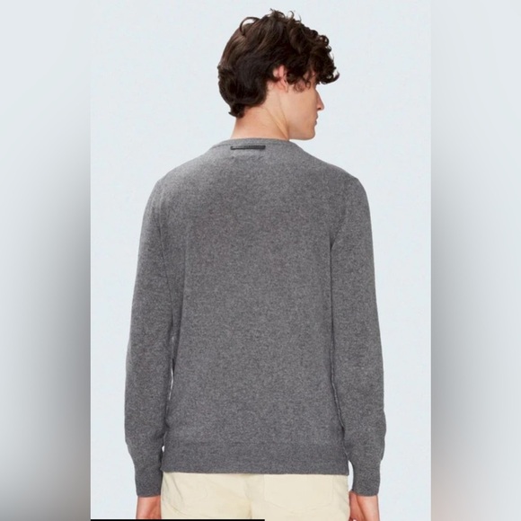 7 For All Mankind Sweaters Mens Cashmere Crew Dark Grey - Picture 3 of 5